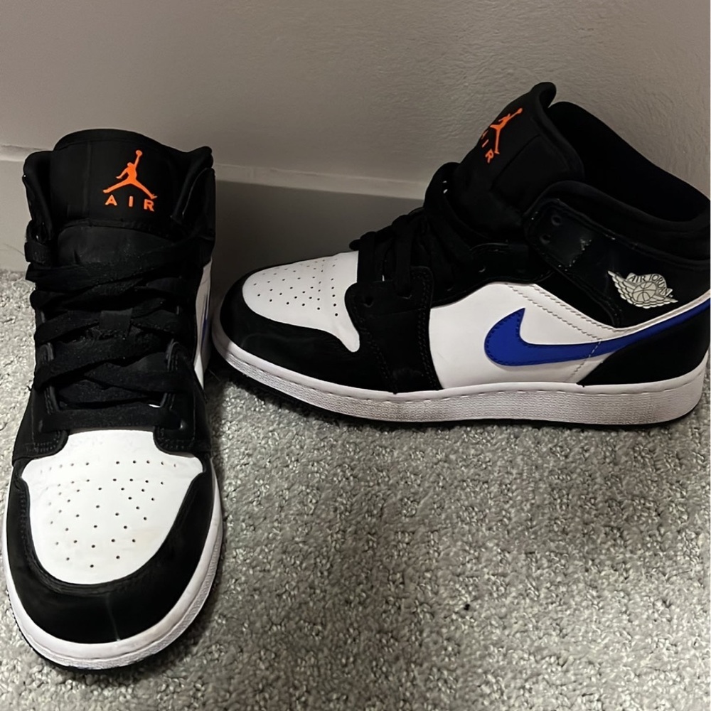 JORDAN 1 MID BLACK RACER BLUE WHITE (GS)